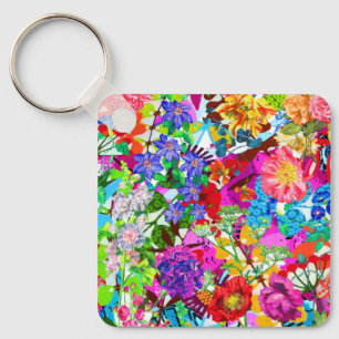 Llavero Hermosas flores mágicas de colores finas camisetas