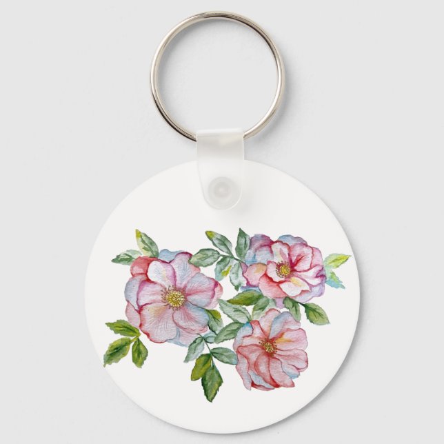 Llavero Hermosas rosas realistas en acuarela. (Anverso)