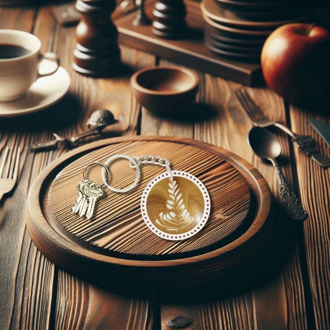 Llavero Hermoso árbol de arte de hojas florales de latte (Subido por el creador)