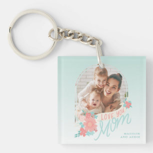 Llavero Hermoso arco de fotos florales para mamá