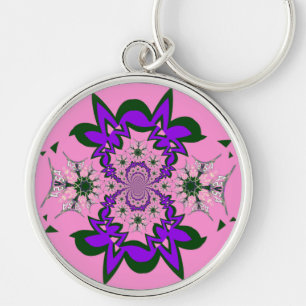 Llavero Hermoso Arte de Motivo de Sombra Purpura Floral Ro