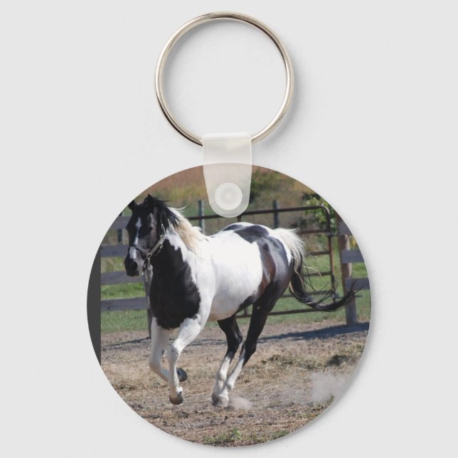 Llavero Hermoso caballo de Paint Pinto (Anverso)