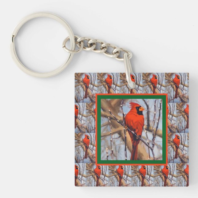 Llavero Hermoso cardenal rojo masculino (Frente)