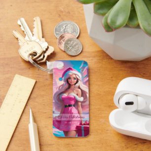 Llavero Hermoso Chica de Navidades rosados 01