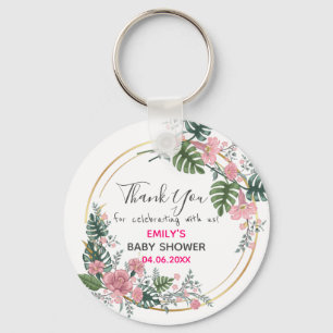 Llavero Hermoso Círculo Floral Rosa Gracias Shower de Bebé