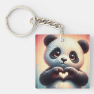 Llavero Hermoso corazón de amor Panda