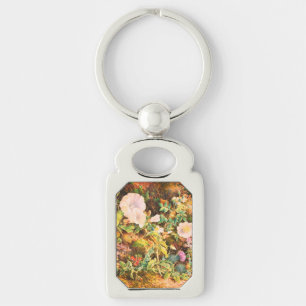 Llavero Hermoso cuadro floral de petunias vintage