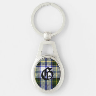 Llavero hermoso del monograma de la tela escocesa