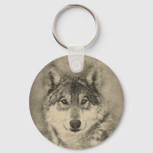 Llavero hermoso del personalizado del lobo de