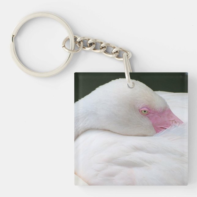 Llavero Hermoso Flamingo Blanco (Frente)