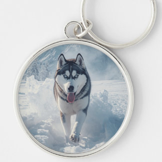 Llavero Hermoso Lobo de Nieve