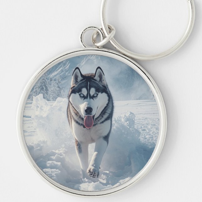 Llavero Hermoso Lobo de Nieve (Frente)