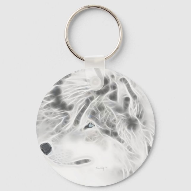 Llavero Hermoso Lobo Plateado (Anverso)