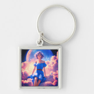 Llavero Hermoso modelo de anime de piel azul premium keych
