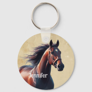 Llavero Hermoso nombre personalizado de caballo marrón