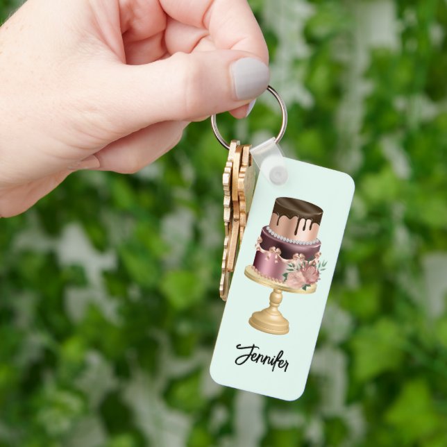 Llavero Hermoso pastel Fiesta de vidrio brillante (Mano)