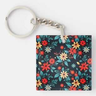 Llavero Hermoso patrón floral de flores