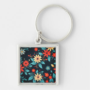 Llavero Hermoso patrón floral de flores