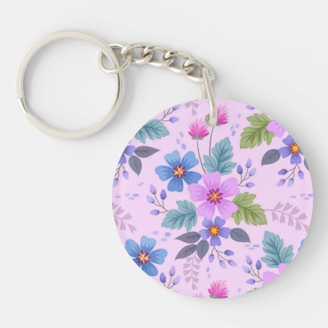 Llavero Hermoso patrón floral de flores-36841 (Frente)