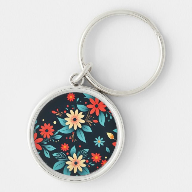 Llavero Hermoso patrón floral de flores-48965 (Frente)