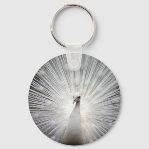 Llavero Hermoso pavo real blanco