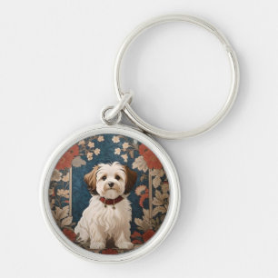 Llavero Hermoso Perro Havanés William Morris Floral