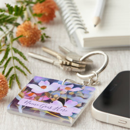 Llavero Hermoso Personalizable de flores rosadas
