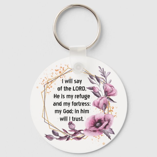Llavero Hermoso Psalm 91 Floral keychain (Anverso)