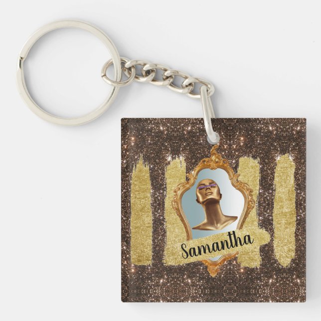 Llavero Hermoso Purpurina Elegante Purpurina de Moda (Frente)