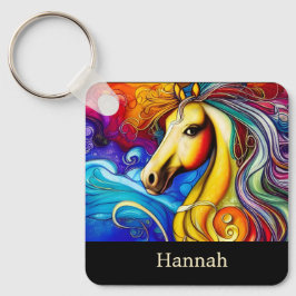 Llavero Hermoso retrato de caballo arco iris