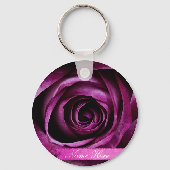 Llavero Hermoso Rosa Dramático Purple con cinta de opcione (Anverso)