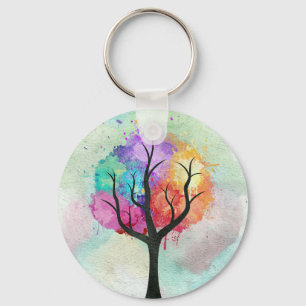 Llavero Hermosos Colores Pastel de Árbol Resumen Pintura d