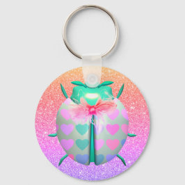 Llavero Hermosos corazones adorables lindo purpurina