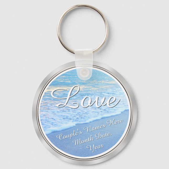 Llavero Hermosos favoritos de bodas de playa personalizado (Anverso)