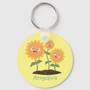 Llavero Hermosos girasoles alegres sonrientes ilustracion