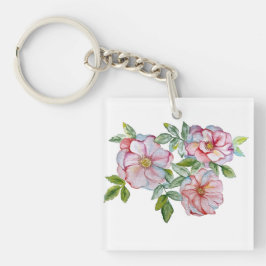 Llavero Hermosos rosas acuarelas realistas.