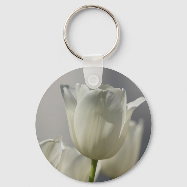 Llavero Hermosos Tulipanes Blancos de Primavera (Anverso)