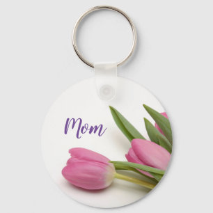 Llavero Hermosos tulipanes rosados con texto