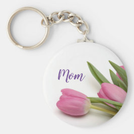 Llavero Hermosos tulipanes rosados con texto