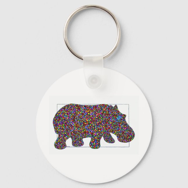 Llavero Hernando Stained Glass Hippo Key Chain (Anverso)