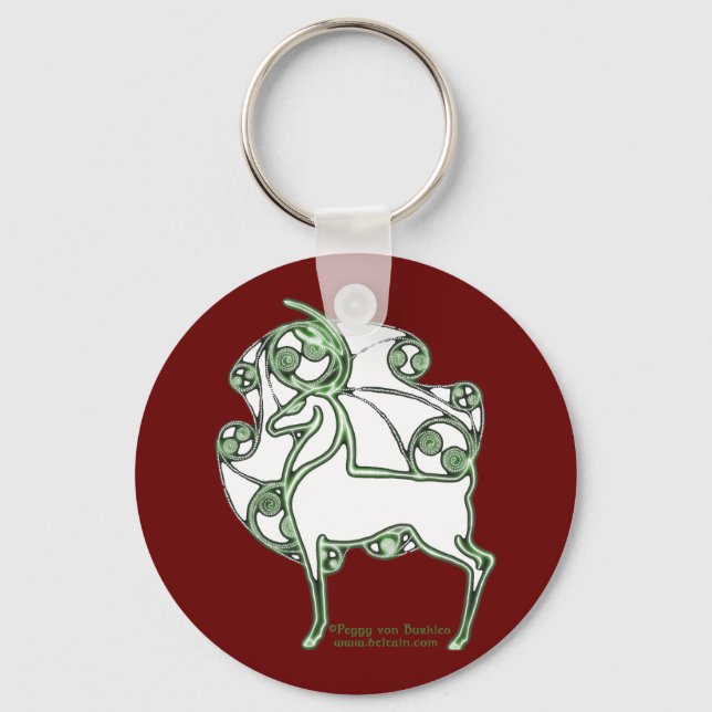 Llavero Herne Celtic Deer Keychain, Borgoña (Anverso)