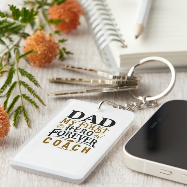 Llavero Hero Coach Dad Keychain - Pequeño regalo con gran  (Frente Derecha)