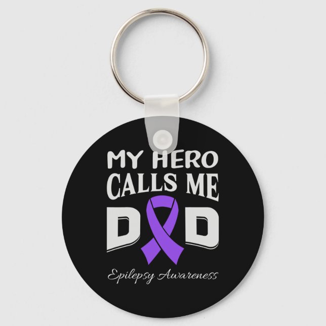 Llavero Hero Me Llama Dad Epilepsy Awareness Purple Ribbon (Anverso)