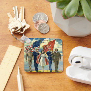 Llavero Héroes Patrióticos Vintage, Personal Militar Orgul