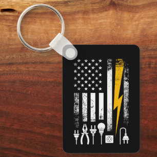 Llavero Herramientas de electricista de línea de bandera e