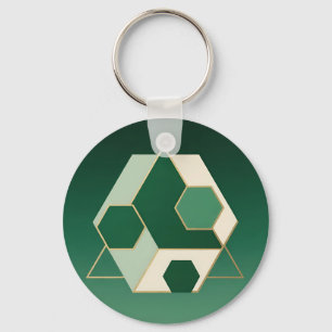 Llavero Hexágono Geométrico de Lujo Esmeralda