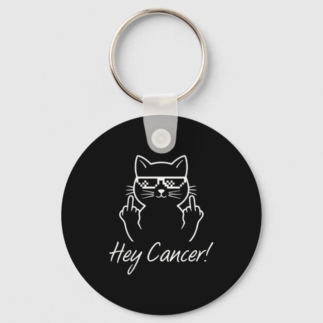 Llavero Hey Cancer Fu For Cancer Funny Cat Breast Cancer A (Anverso)