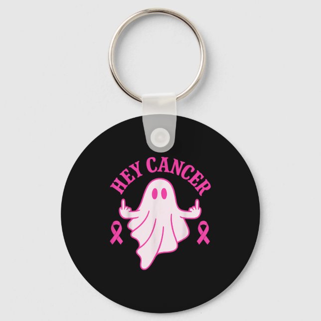 Llavero Hey Cancer Ghost Halloween Funny Breast Cancer Awa (Anverso)