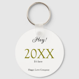 Llavero Hey it's new year add year gold black simple. Mini