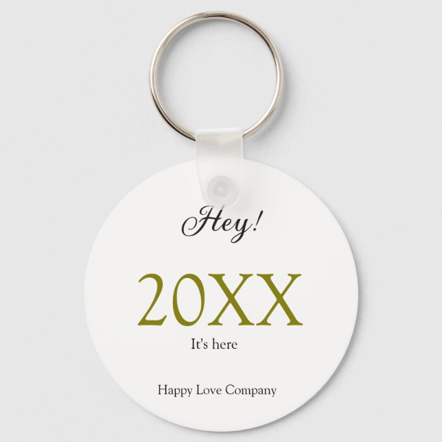 Llavero Hey it's new year add year gold black simple. Mini (Anverso)